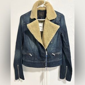 Paige Sherpa Collar and Lapel Denim Jacket